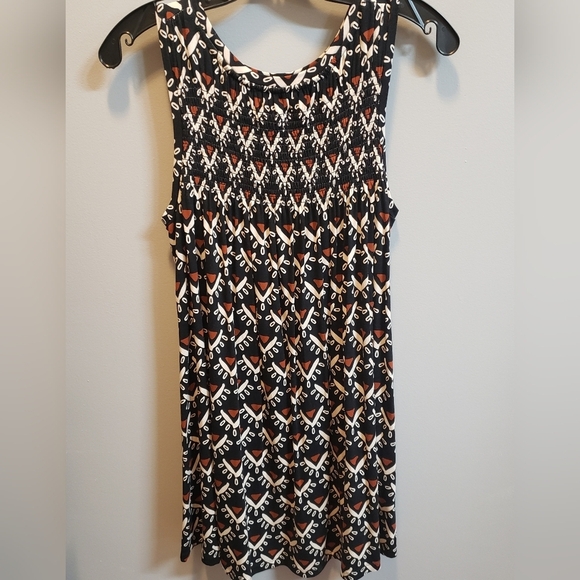 LOFT XS Petite Black, Cream and Rust Swing Dress - Picture 2 of 5